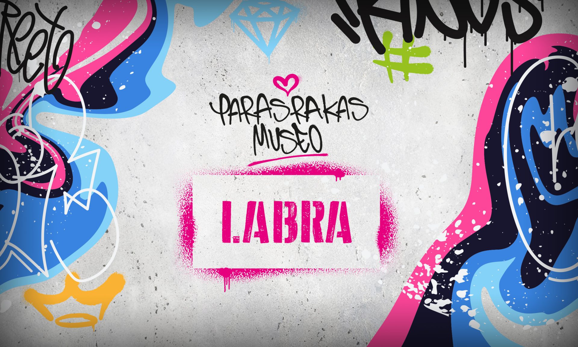 Paras Rakas Museo -tunnus graffitiseinällä, jonka alapuolella teksti LABRA